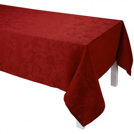 Nappe de table rouge Tivoli Velours pur lin, Le Jacquard Français