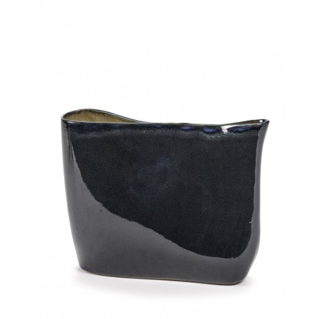 Vase bas design céramique Terres de Rêves Dark blue/Misty grey Anita Le Grelle, Serax