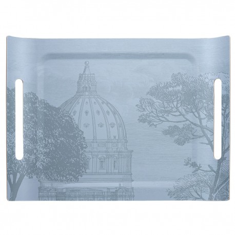 Plateau de service en bois 100% bouleau Symphonie Baroque Fumée 58x42cm, Le Jacquard Français