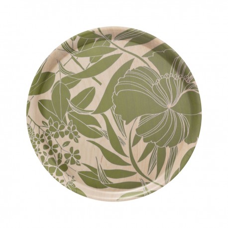Plateau de service rond en bois 100% bouleau Nature Urbaine Gazon D38cm, Le Jacquard Français