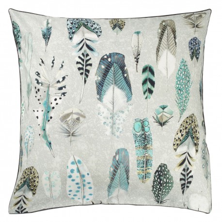 Taie d'oreiller carrée haut de gamme en percale de coton Quill Gris Perle, Designers Guild
