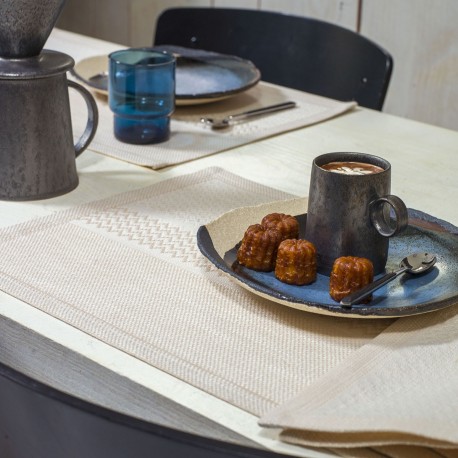 Serviettes de table Slow Life Sable 50x30, Le Jacquard Français