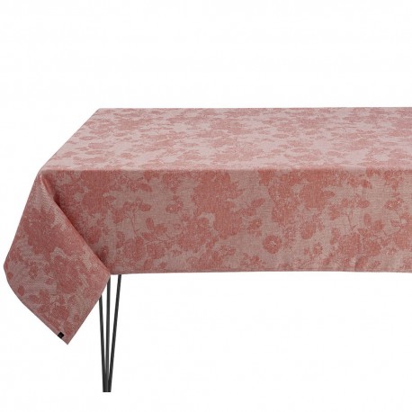 Nappe enduite sur mesure Casual Flower Terre Cuite, laize 155cm, Le Jacquard Français