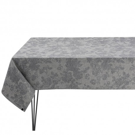 Nappe enduite sur mesure Casual Flower Ardoise, laize 155cm, Le Jacquard Français