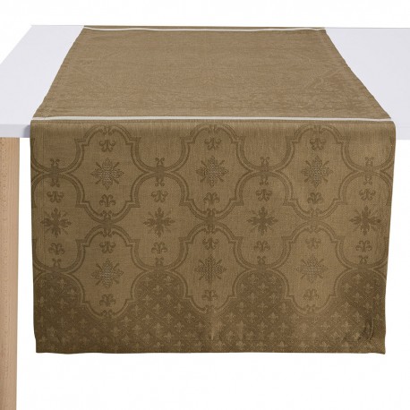 Chemin de table pur lin Armoiries Grège, Le Jacquard Français