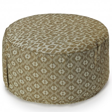 Pouf déhoussable coton antitache Nature Sauvage Panthère 50x30cm, Le Jacquard Français