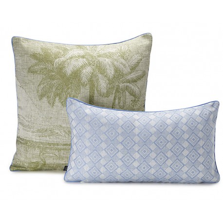 Housses de coussin pur lin Croisière sur le Nil Palmier, Le Jacquard Français