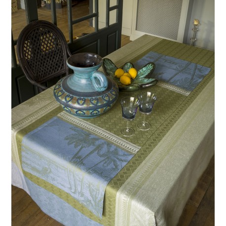Chemin de table pur lin Croisière sur le Nil Palmier, Le Jacquard Français