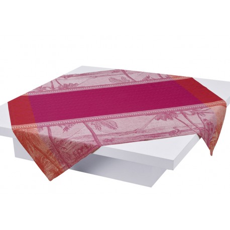 Petit Carré déco pur lin Croisière sur le Nil Orchidée, Le Jacquard Français