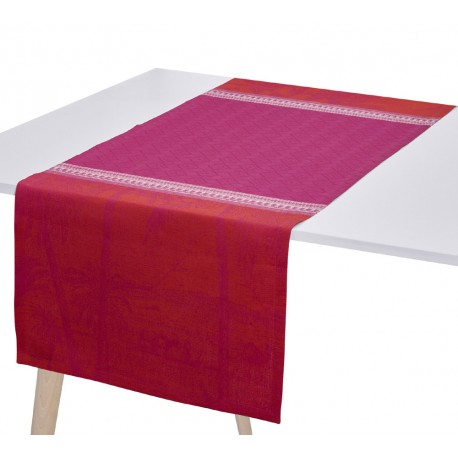Chemin de table pur lin Croisière sur le Nil Orchidée, Le Jacquard Français