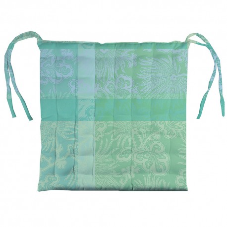 Galette de chaise Mille Venusta Aqua, Garnier-Thiébaut