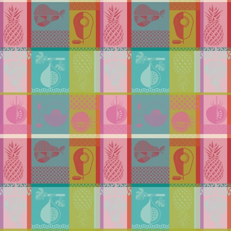 Coton enduit Mille Fruits d'été Smoothie, laize 155cm, Garnier-Thiébaut