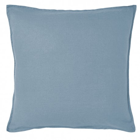 Taie carrée en lin lavé français Nouvelle Vague bleu Cascade, Alexandre Turpault