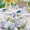 Nappe sur mesure antitache pur lin Jardin de Bretagne Bleu laize 180cm, Garnier-Thiébaut