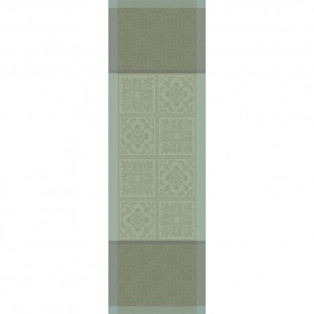 Chemin de table jacquard pur lin Harmonie Opaline, Garnier-Thiébaut