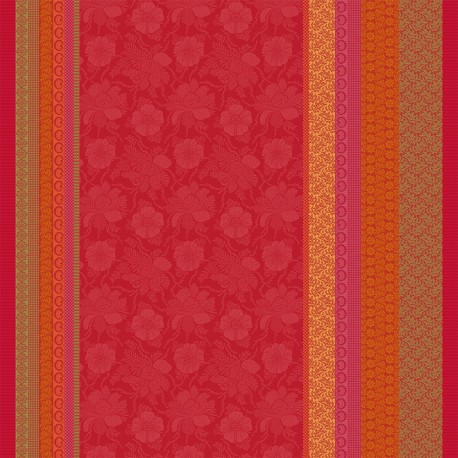 Coton enduit Mille Roses festives Sangria laize 155cm, Garnier-Thiébaut