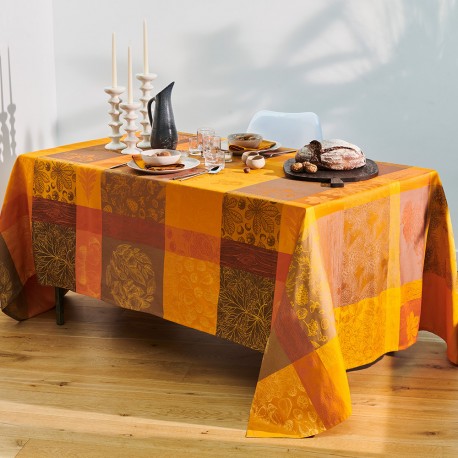Nappes sur mesure Mille Bois d'Automne Potiron laize 185cm, Garnier-Thiébaut