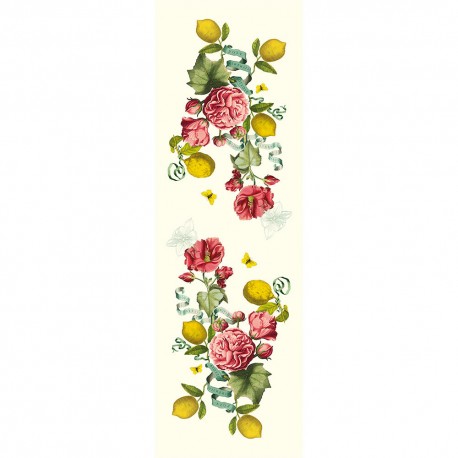 Chemin de table pur lin prélavé Citrons de Menton Romance, Garnier-Thiébaut