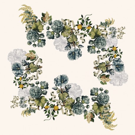 Petit carré déco pur lin imprimé Giardino Naturel, Garnier-Thiébaut