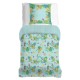 Petites perruches Aqua, Ensemble housse de couette et taie d'oreiller carrée en coton, Garnier-Thiébaut