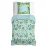 Petites perruches Aqua, Ensemble housse de couette et taie d'oreiller carrée en coton, Garnier-Thiébaut