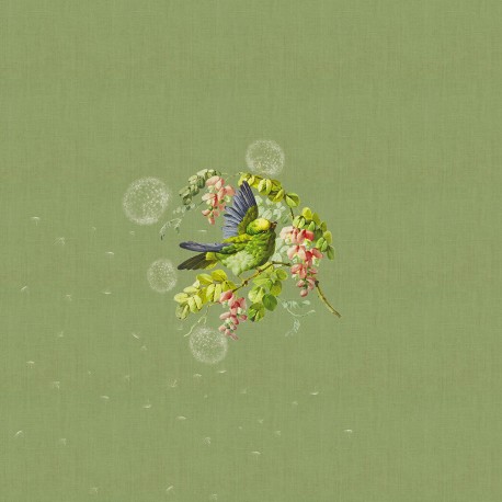 Serviettes de table métis lin et coton lavé Bouquet du soleil Sauge, Garnier-Thiébaut 