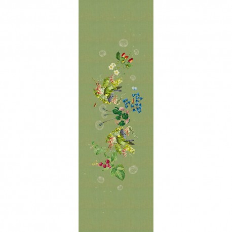 Chemin de table métis lin et coton lavé Bouquet du soleil Sauge, Garnier-Thiébaut