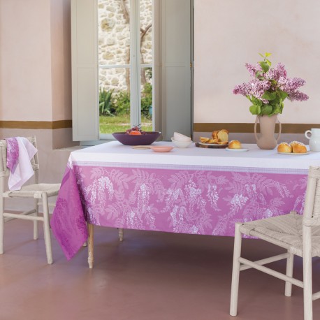 Nappe pur coton antitache Glycines Parme, Garnier-Thiébaut