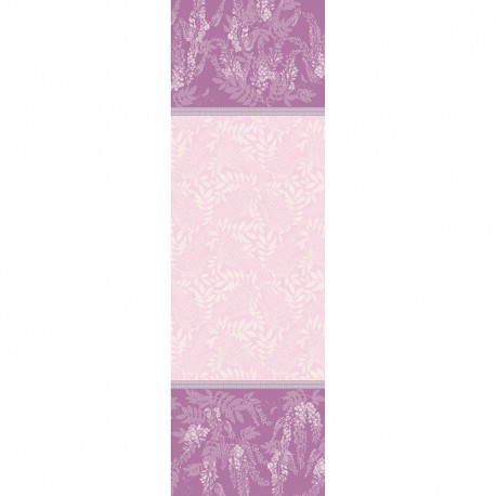 Chemin de table pur coton antitache Glycines Parme, Garnier-Thiébaut