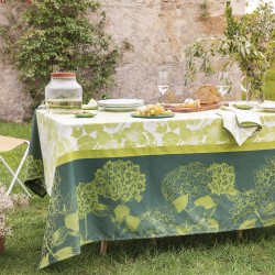 Nappes enduites Mille Hortensias Vert, Garnier-Thiébaut