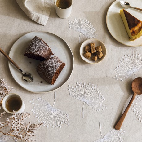 Nappe antitache métis brodé lin et coton lavé Brise d'été Naturel, Garnier-Thiébaut