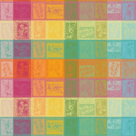 Coton enduit Mille Végétaux Arc-en-ciel laize 180cm, Garnier-Thiébaut