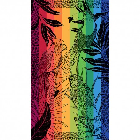 Serviette de plage Tropical Birds Rainbow , Garnier-Thiébaut