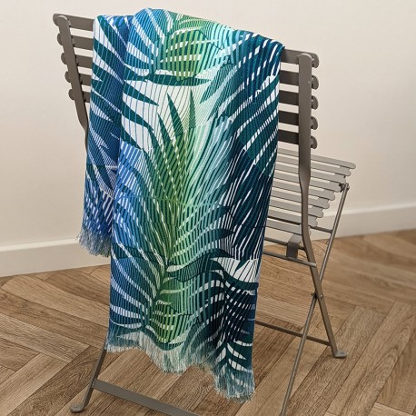Serviette de plage, Fouta Palma chic Bleu, Garnier-Thiébaut