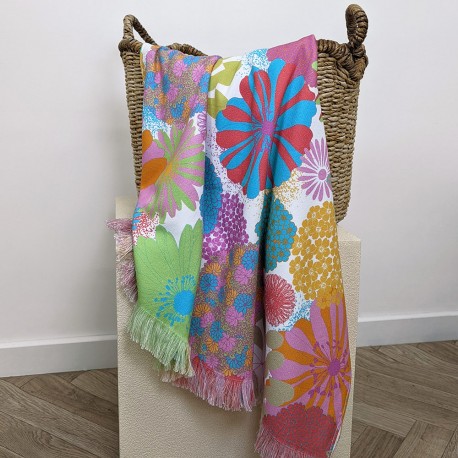 Serviette de plage Pop Flowers Rainbow, Garnier-Thiébaut