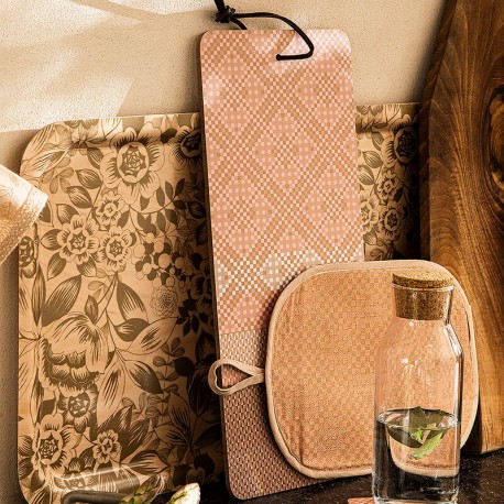 Planche à découper en bois 100% Bouleau Essentiel Graphique Terre 17x40cm, Le Jacquard Français