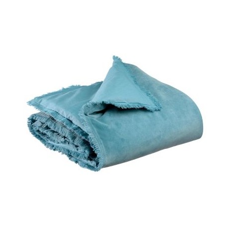 Edredon bout de lit uni velours de coton/coton Fara Quartz 85x200, Vivaraise