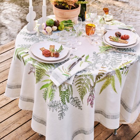 Nappe métis coton et lin antitache Bouquet de Fougères Bouleau, Garnier-Thiébaut