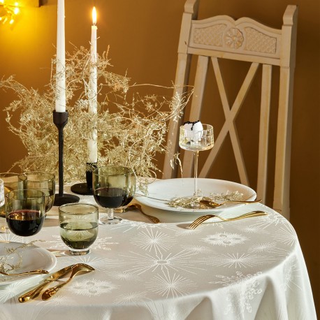 Nappe anti tache coton Joyaux d'hiver Ivoire, Garnier-Thiébaut