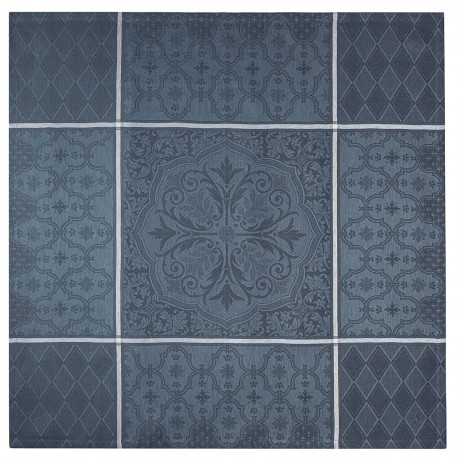 Petit Carré déco pur lin Armoiries Céruléen, Le Jacquard Français