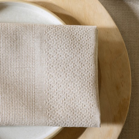 Serviettes de table Slow Life Re-Use Bois, Le Jacquard Français